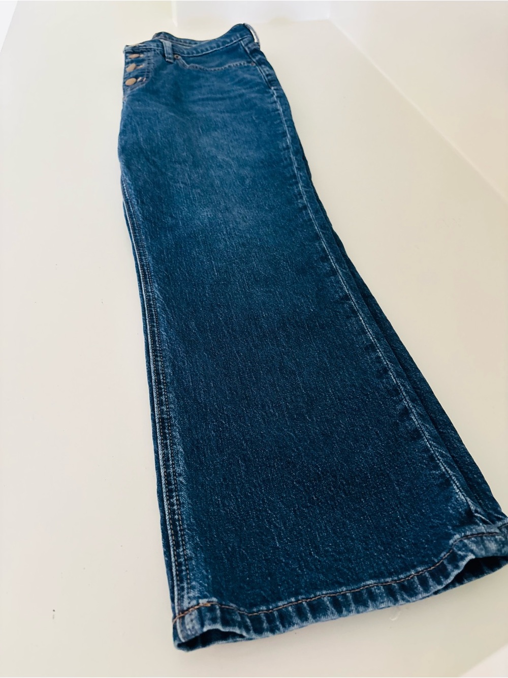 J. Crew Dark Blue Flare Cropped Mid-Rise Button-Fly Jeans - Picture 11 of 11